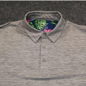 Birdie & Bound Mens XL Golf Polo Heathered Gray Tropical‎ Collar Performance
